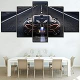  3D Leinwandbilder 5 Teile XXL Vlies Leinwand Bilder Dekoration Auto Sport Luxus Classic Vintage F1 Racing Bild Auf Leinwand 5Tlg Bilder Mehrteilig Zum Aufhängen Mit Rahmen