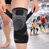 Joelheira de Compressao Esportiva Unissex, Suporte Ortopedico para Joelho, Corrida, Caminhada, Academia, Crossfit, Futebol e Volei PRETO