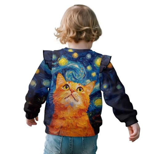 Long Sleeve Shirts for Toddler Girls Cozy Ruffle Sweatshirts for Kids Fall Athletic Outfits 1-8 Years2