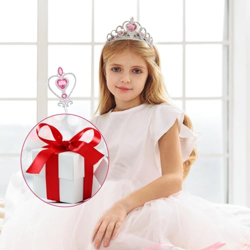 LIURFLNC 2 Pcs Krone Mädchen, Diadem Kinder, Zauberstab Mädchen Prinzessin Krone Prinzessinnenkrone Passend für Sophie/Rapunzel/Halloween/Karneval/Cosplay-Kostüme(Blau/Rosa)