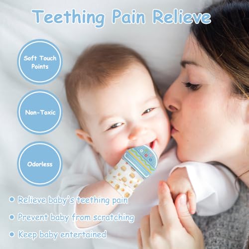 Image of 2Pack Silicone Teething Mitt, Hamburger Baby Teething Toy for 0-6 6-12 Months, Food Grade Silicone Infant Teething Mitten, BPA-Free Baby Chew Toys for Pain Relief, Sucking Needs