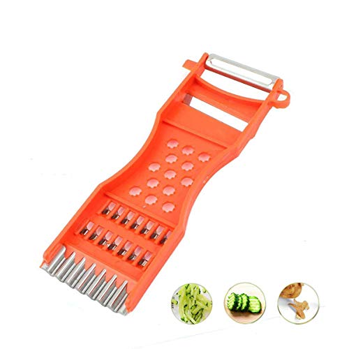 Vegetable Peeler,Saim Metal Scraper Fruit Grater Slicer Vegetable Peeler 7 in 1 Multifunction Kitchen Cutter Tool Orange 2 Pcs - Image 3