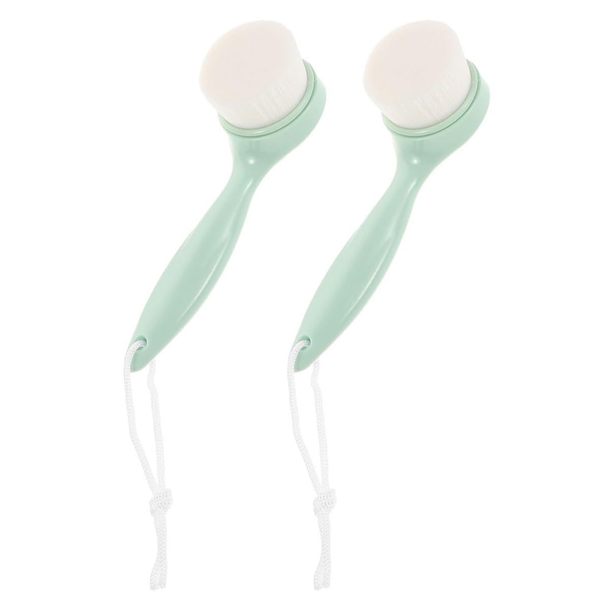 SHERCHPRY 2pcs Facial Cleansing Brush with Long Handle Gentle for Women Soft Bristle Face Scrubber for Comprehensive Cleansing for Daily Face Wash and Travel