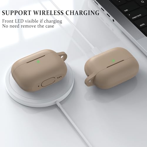 Image of Meliya for AirPods Pro 2 /1 Gen (2023 /2022 /2019) Case Cover with Cleaning Kit and Keychain, Soft Silicone Case Compatible with Airpods Pro 2 (USB-C /Lightning Cable) - Milk Tea