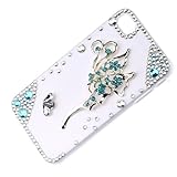 niceEshop 3D Bling Sky Blue Butterfly Crystal Bow Case Cover for Apple IPhone5