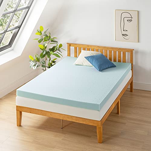 Best Price Mattress 4 Inch Ventilated Memory Foam Mattress Topper, Cooling Gel Infusion, Certipur-Us Certified, Queen, Blue #TOP2