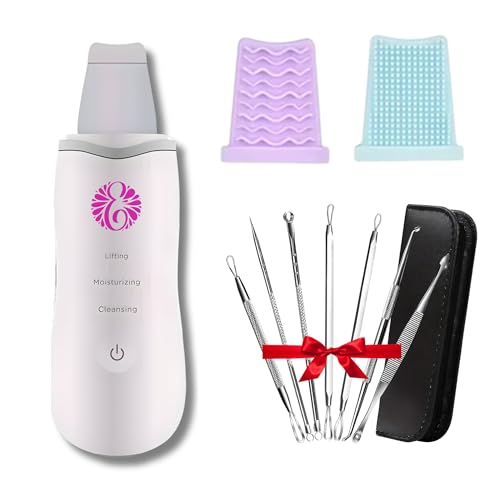 Peeling ultrasónico facial con 3 modos, espátula para limpieza facial, skin scrubber, lifting facial, depurador de piel, juego de 7 herramientas removedoras de espinillas y puntos negros de regalo