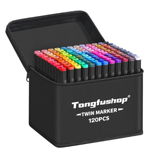 Tongfushop 120 Farben Marker Stifte Set, Meißel & Feine...