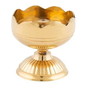 Shubhkart Handmade Solid Brass Indian Diya Lamp for Pooja, Oil Lamp (Sunflower Diya) Religious Rituals | Home Décor, Office & Temples | Festive Gifts