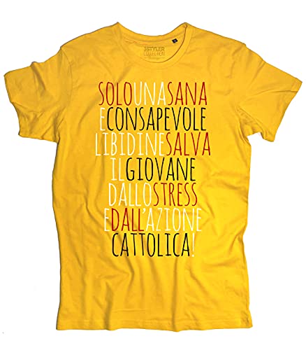 T-shirt homme en coton biologique léger jaune vintage premium