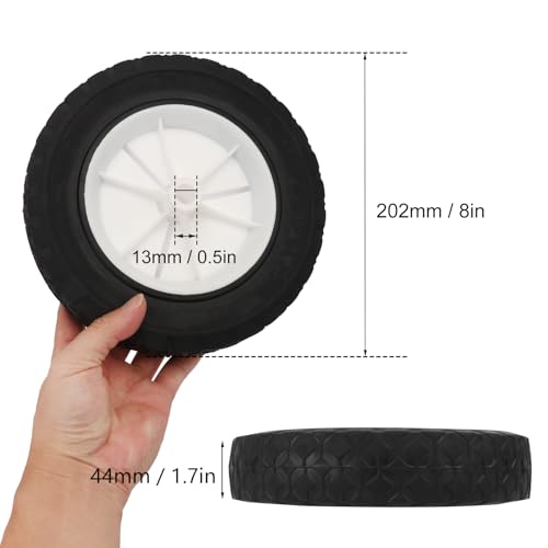 IHDYPPEW 4 PCS Plastic Wheel, 8 x 1.75 Inch lawn Mower Wheels, Universal Wheels Tires, Ideal For Radio Flyer Tricycle Parts & Wagon Wheel Replacement, Push Mower Wheels