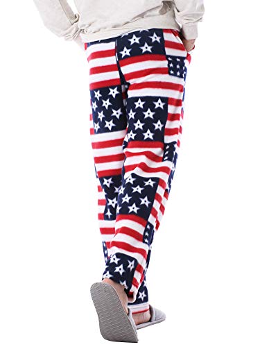 Made in USA Mens Premium Pajama Pants with Print Pattern Knit Fleece Lounge PJ Botton with Pockets2