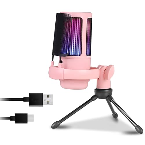 Micrófono USB 192kHz para juegos con iluminación de color y botón de silencio