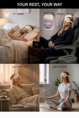 Image of Eye Mask for Sleeping for Women, Velvet Super Soft Sleep Mask Blind Fold for Comfortable Sleep, Travelling, Meditation & Relaxation, Eye Pad for Girls, Blind Fold for Sleeping - Cream (Pack of 1)