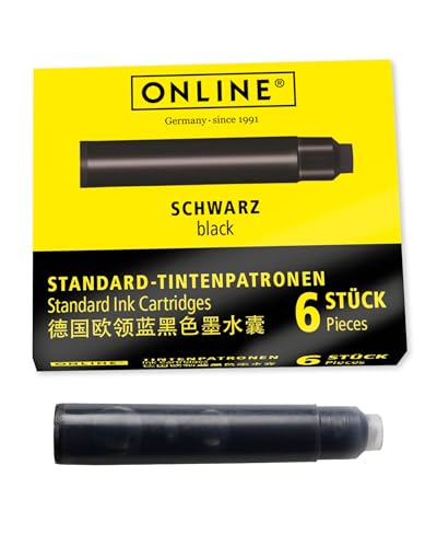 Cartouches d'encre universelles pour stylos-plumes recharge ONLINE noir Pelikan Stabilo x6