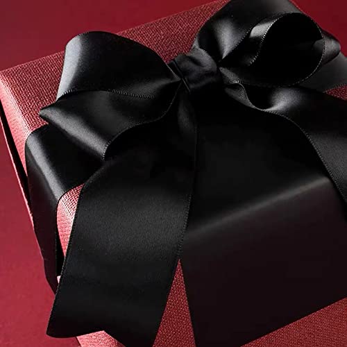Image of LIUYAXI Black Double Faced Satin Ribbon, 2 inch X 50 Yards, Craft Fabric Ribbon for Gift Wrapping Floral Bouquets Wedding Party Decoration