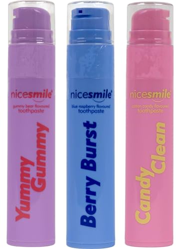 Nice Smile 3 Pack Toothpaste Bundle | Berry Burst Yummy Gummy & Candy Clean Flavours | Flavoured Fluoride Toothpaste for Kids & Adults | Vegan Cruelty-Free Enamel-Safe | PoundMart Exclusive
