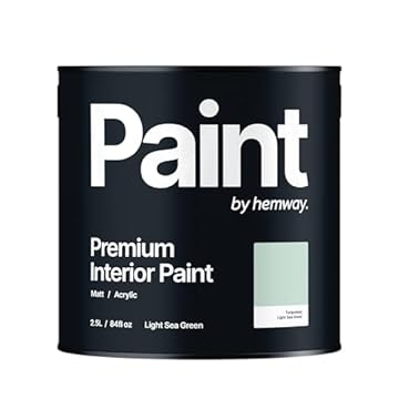 Hemway - Premium Interior Paint - Light Sea Green 2.5 L | Indoor Matt Finish, Acrylic & Water-Based Emulsion | Quick Dry & High Coverage for the Kitchen, Bathroom & Bedroom