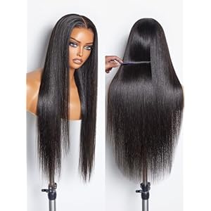 LUVME HAIR 18” Straight HD Lace Wig Lace Front Wigs Human Hair Pre Cut Lace Frontal Glueless Human Hair Wig Pre Plucked Long Straight Black Wig