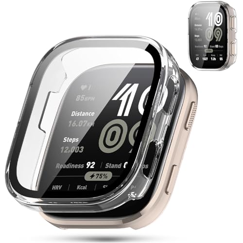 AIYYXX For Amazfit Bip 6�J�o�[ 3D ���p�G�b�W �����^ PC+�K���X�f�� ��̌^ amazfit bip 6�P�[�X �Ή� �����ߗ� �L�Y�h�~ �w��h�~ �ȒP�Ɏ��t���E�� �S�ʕی� �P�[�X(�N���A)