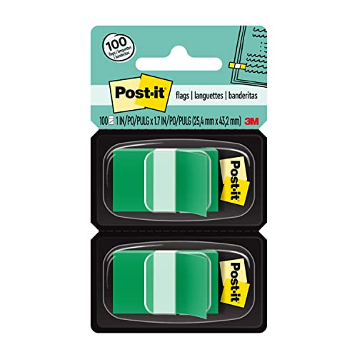 Post-It Flags, 50/Dispenser, 2 Dispensers/Pack, 1 In Wide, Green (680-Gn2) #TOP10
