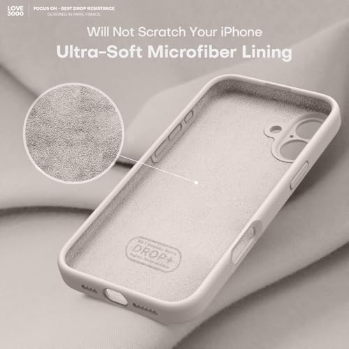 Image of LOVE 3000 Designed for iPhone 16 Case, Premium Silicone with [Soft Anti-Scratch Microfiber Lining] Shockproof Protective Phone Case for Men Women Girls 6.1 inch, Stone