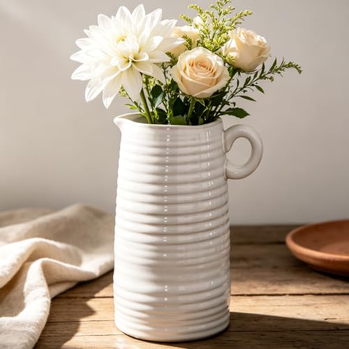 Kimdio White Ceramic Vase with Handle