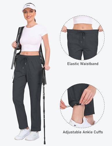 JINSHI Pantalones Senderismo Mujer Pantalón Cargo Trekking Joggers Verano Ligero Impermeable Pantalones Aire Libre Montaña Acampada Ocio Deportes Gris Oscuro Talla M - imagen 3