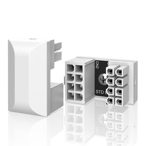 EZDIY-FAB GPU VGA PCIe 8 Pin U Turn 180 Grad Winkel Stecker Power Adapter Board für Desktop-Grafikkarten-Standard Typ 2 Pack Weiß
