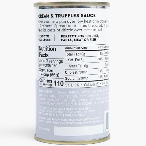 Urbani Truffles Cream & Black Truffle Sauce 180g (6.4oz) - Italian Gourmet Truffle Sauce for Meats, Pasta, and Risotto, All-Natural & Ready to Use Gift, No Artificial Ingredients