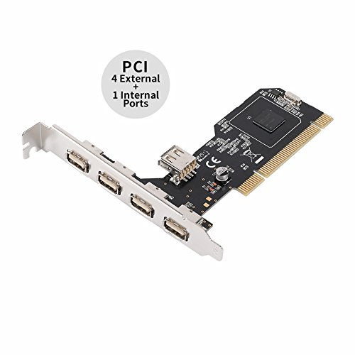 QNINE Internal USB 2.0 PCI Card, 4 External and 1 Internal, 5 Ports