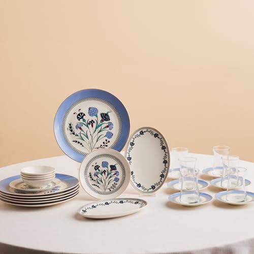 KARACA Blue Clove Frühstücksgeschirr Set, 26-teilig für 6 Personen...
