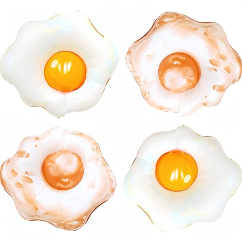 Image of 4Pcs Giant Fried Egg Balloons with Syrup and Butter/Great for Breakfast & Brunch Party,Egg Party,Easter Party/Pancakes & Pajamas Party Decorations/Pajama Party/Woodland Picnic BBQ Baby Shower