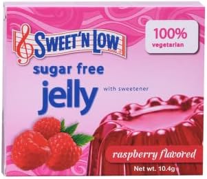Sweet'N Low Sugar-Free Raspberry Flavored Jelly Mix, 10.4g - Low Calorie Gelatin Dessert, 100% Vegetarian & Diabetic Friendly, Quick Set Cherry Gelatin for Kids and Adults