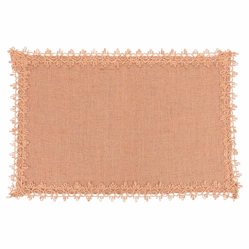 Mantel Individual Rectangular 45 x 30 cm de Yute, Borde Bordado