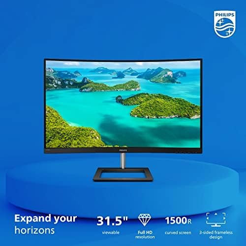 Philips 322E1C 32'' Super-Curved Frameless Monitor, Full HD VA, 104% sRGB, Adaptive-Sync 75Hz, VESA, 4Yr Advance Replacement Warranty, Black/Silver image 2 of 7 B083FJ8TSJ