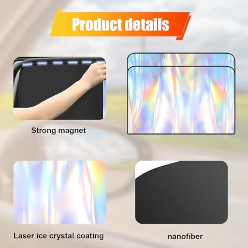 DUSCOKE 2PCS Car Side Window Sun Shade, UV Protection Car Windshield Window Cover, Magnetic Auto Rear Seat Privacy Curtain for Baby, Universal Camping Accessories for Block Sunlight (Rear)