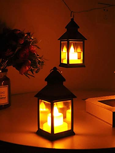 Image of SATYAM KRAFT 2 Pcs Small Antique LED Lantern Pillar Candles Acrylic Flameless & Smokeless Decorative LED Tea Light Candle Perfect for Gifting, Home Decor, Living Room, Hall Decor (13.5 x 5.5 cm)