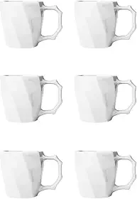 Conjunto 6 Caneca Cerâmicas Café Leite Chá Louça Lisa 260ml Design e Cores Exclusivas - E-FCS Store (Branco)