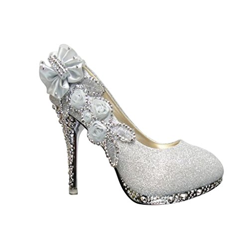 Wotefusi Sexy Party Wedding Bride High Heels Silver Us9