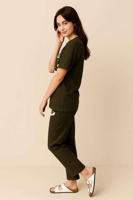 Image of My Swag Womens Cotton Night Suit | T-Shirt and Lower | Summer and Winter Sleepwear