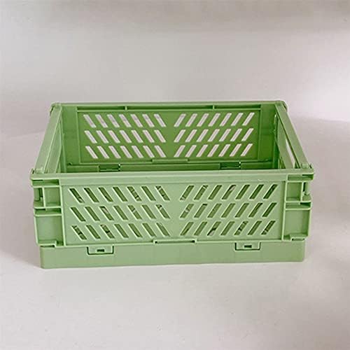 BCDZZ Collapsible Storage Box Plastic Small Portable Foldable Storage Crates Office Desktop Storage Basket Organizer for Cosmetic Container,Green