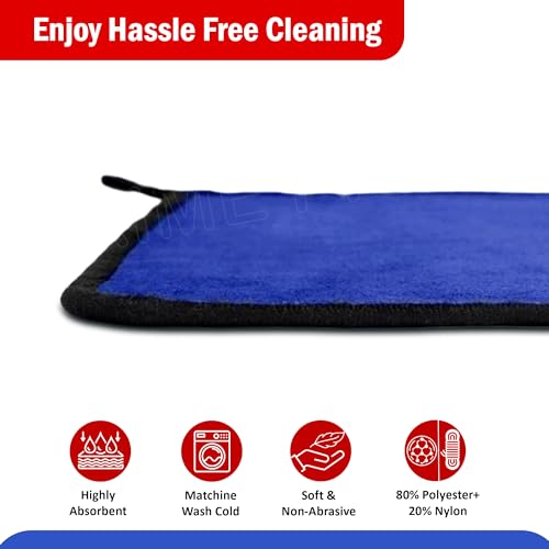 Image of PRIME PICK 500 GSM Microfiber Cleaning Cloth (35x85 cm) - Super Absorbent, Double-Sided Towel for Car, Bike & Auto Care Pack of 1 (Royal Blue)