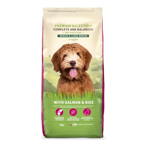 by Amazon Hundefutter Für Ausgewachsene Hunde (Adult) Aller Rassen, Fein Zubereitetes Trockenfutter Mit Lachs Und Reis, 15 (1er-Pack)(Zuvor eine Marke von Lifelong, gleiches Produkt)