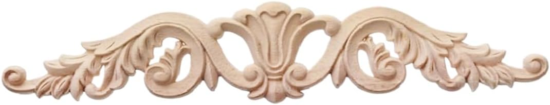 Hand Carved Wooden Carved Onlay Appliques Wood Carving Decal Unpainted Furniture Bed Door Cabinet Decor,07(50x7cm /19.69"x2.76")