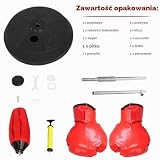 Stojący worek treningowy dla dorosłych zestaw bokserski stojący Rękawice bokserskie Trening wykrawający regulowana wysokość 120-150 cm czerwony Nadaje się do użytku profesjonalnego na siłowni iw domu