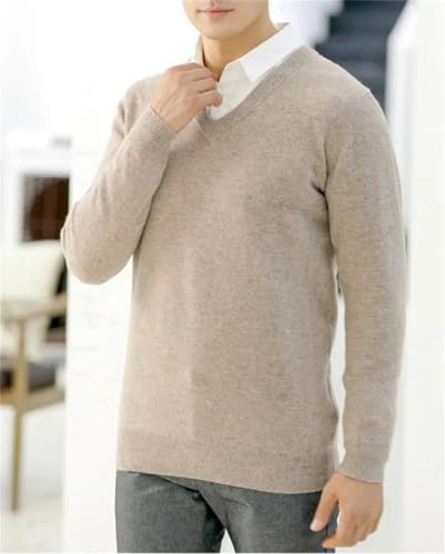Men V-Neck Sweater Long Sleeve Pullovers Solid Color Fit Knit Pullover Cashmere Knitting Jumpers2
