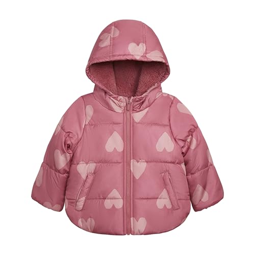 Carter's Baby Girl's Winter Coat Puffer Jacket with Sherpa Lined Hood, Pink Hearts, 18 Months Carter's Baby Girl's Winter Coat Puffer Jacket with Sherpa Lined Hood, Pink Hearts, 18 Months