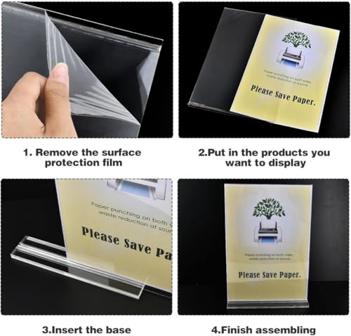 حامل لافتات اكريليك مقاس A4، حامل عرض شفاف لسطح الطاولة، حامل بلاستيكي للمتاجر والمطاعم والفنادق والمكاتب