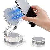 Wogomz Vacuum Suction Magnetic Phone Holder, Foldable Retractable Car Cell Phone Holder with Suction Cup, 360° Adjustable Phones Mount for All Smartphones for Cars/Gyms/Mirrors/Smooth Surface (White)
